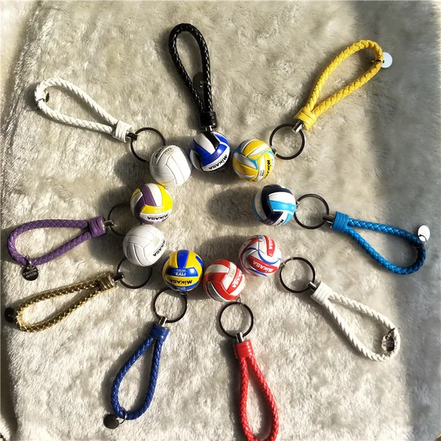 Leather Rope Woven Volleyball Keychain Ball Key Holder Volleyball Gifts