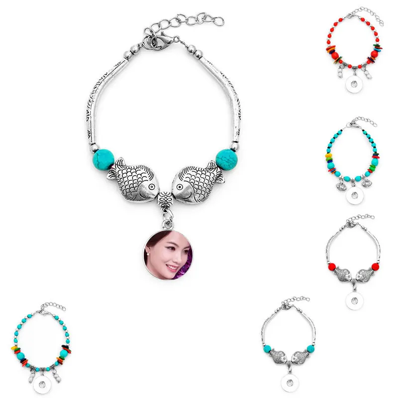 

blank button bracelet for dye sublimation retro vintage bracelets thermal transfer printing jewelry customized corn chain gifts