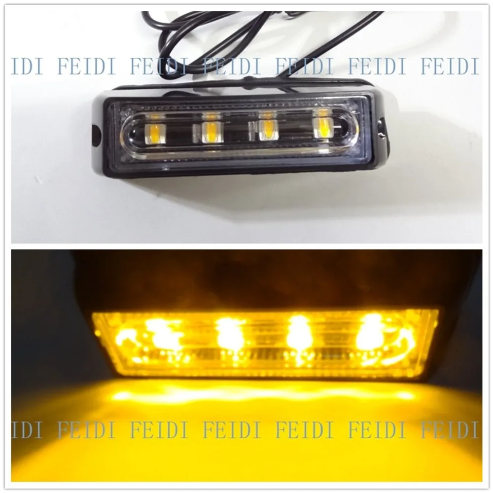 

08006 lightning 12V Universal 1X4LED Car Amber Emergency Flash Strobe Light Bulbs Waterproof Work Lights Daytime Running Lights