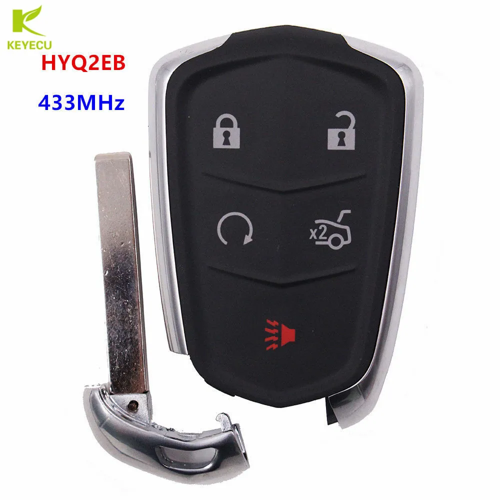 KEYECU Замена Smart Remote замками Fob 5 Кнопка 433 мГц для Cadillac XTS CTS CT6 ATS- HYQ2EB