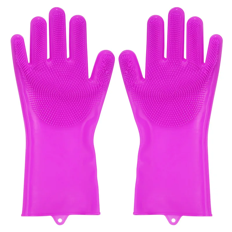 Purple Magic Silicone Dish Washing Gloves Food Grade Household Cleaning Gloves Brush Silicone Scrubber Kitchen Accessories Clean Tools - Цвет: Purple