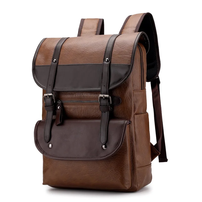 Beste Luxe Merk Vintage Mannen Rugzak Voor Tiener Schooltassen Mannelijke Grote Capaciteit Laptop Rugzakken Leer Bruin Reistassen