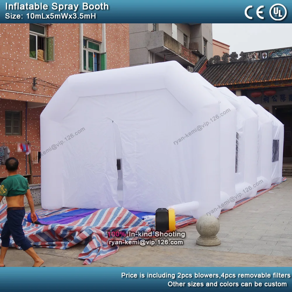 10m 5m 3.5m white Portable Paint Booths big inflatable Spray Booth For sale Inflatable Spray tent For Car Painting back view