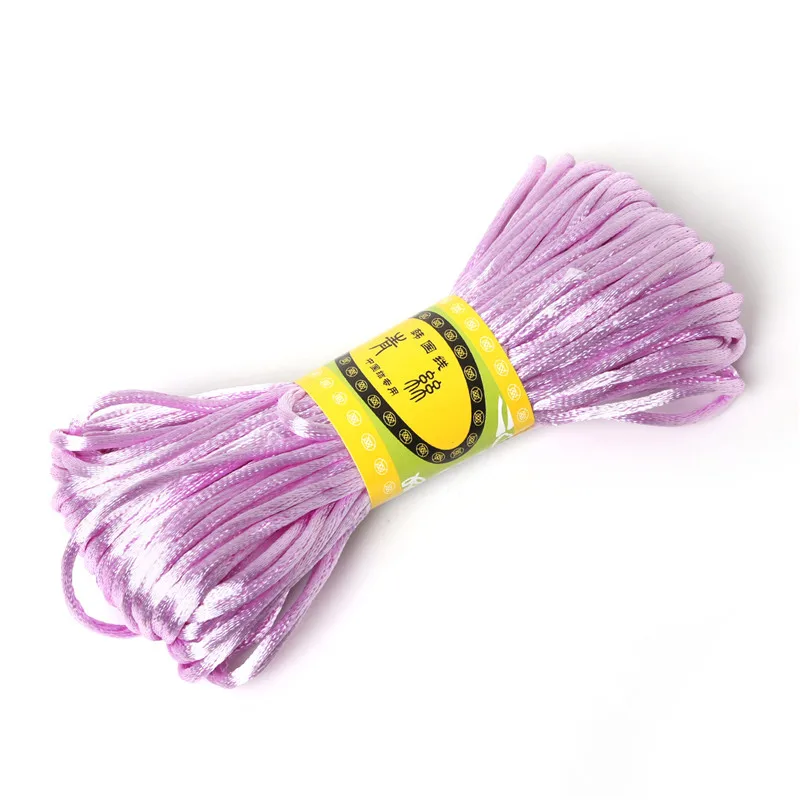 Сатиновая шелковая проволока для макраме, нейлоновая оплетка Шамбала, сделай сам, китайский узел, браслеты, ожерелье, ювелирные аксессуары, 2,5 мм, 20 м - Цвет: Light Purple