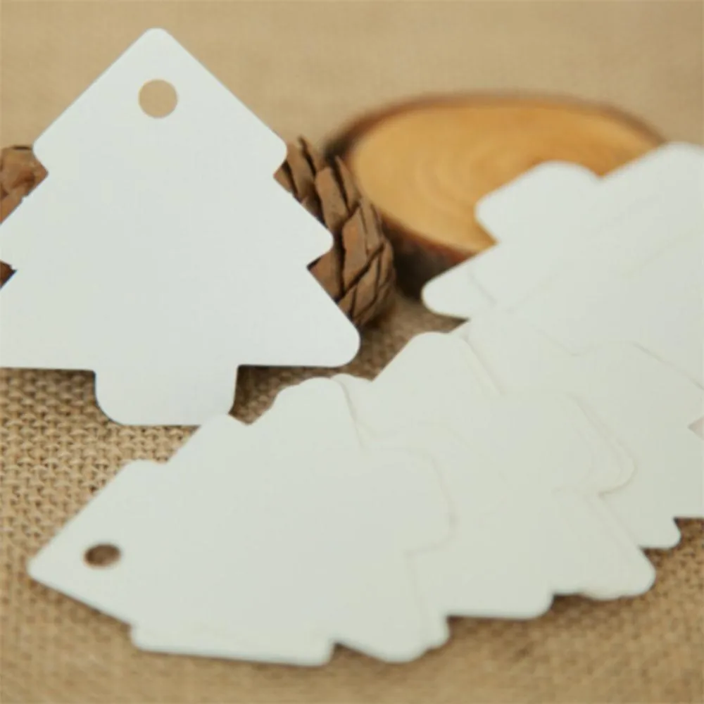50 шт белая DIY защитная одежда из крафт-бумаги бирки Рождественская елка форма подвесные карты Подарочная бирка