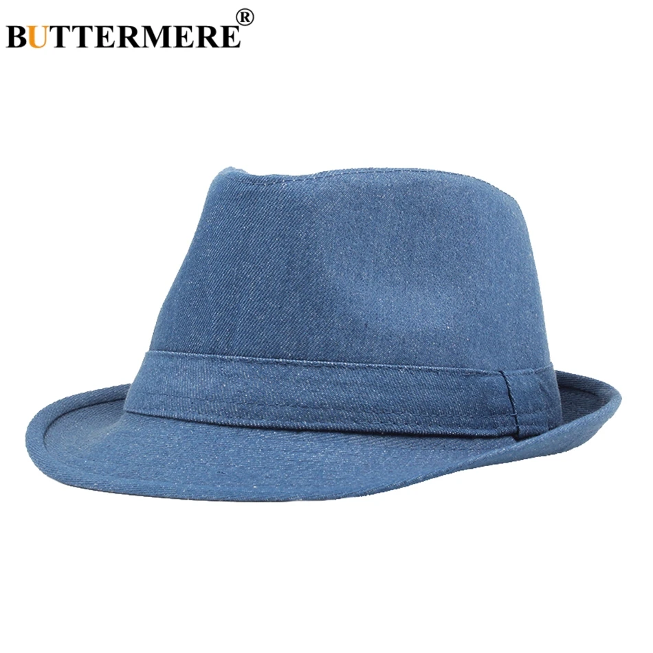 BUTTERMERE Men Fedora Hats Denim Cap 