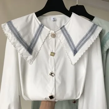 

Shirt Women 2019 Spring New Fashion Doll Collar Long Sleeve Harajuku Buttons Blouse White Blusas Woman All-match Basic Tops