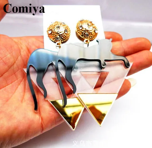 

Hot New Jewelry Drop punk style earring Rhinestones round brincos animal and triangle pendants earring Luxury new year Gifts