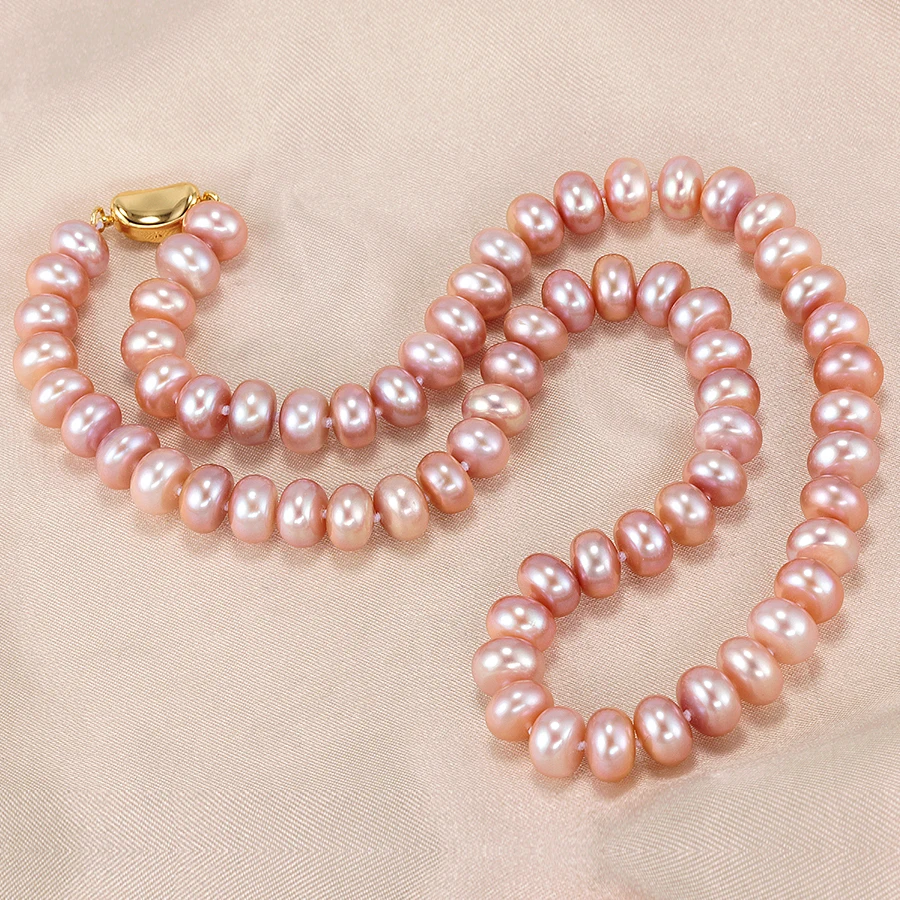 Высокое качество, натуральный пресноводный жемчуг, ожерелья для женщин, модное Золотое ювелирное изделие, свадебное белое розовое ожерелье с настоящим жемчугом