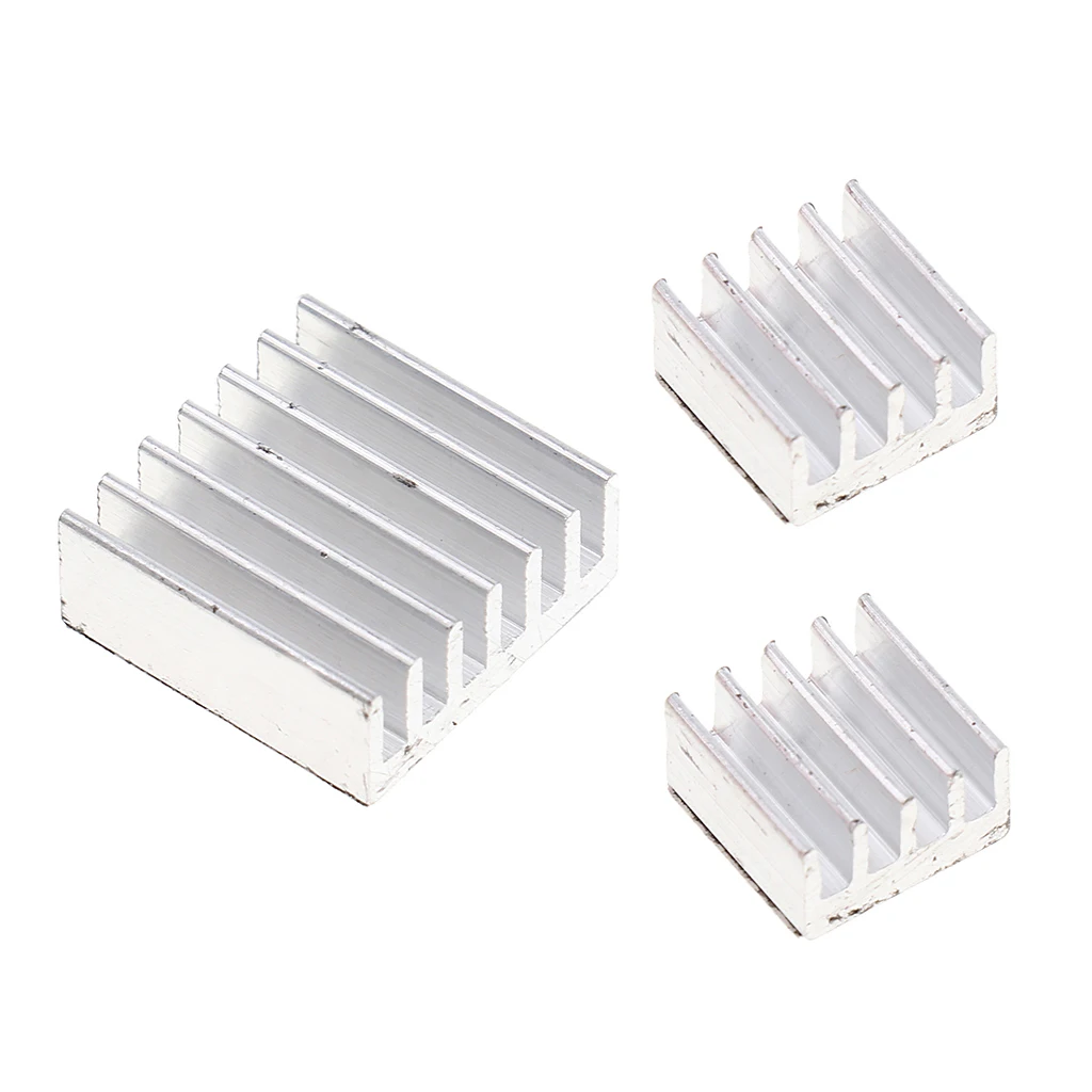 3Pcs Extruded Aluminum Heatsink For High Power LED IC Chip Cooler Radiator Heat Sink 14*14*5mm/ 8*8*5mm