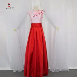 Vestido de Formatura/розовые красные платья для выпускного 2017, Украшенные бусинами, с карманом и открытой спиной, вечерние платья длиной до пола