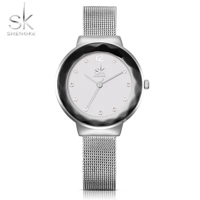 

Sk 2019 Rehinstone Crystal Luxury Women Silver Watch Ultra Slim Simple Wristwatch Bracelet Waterproof Causal Ladies Gift Clock