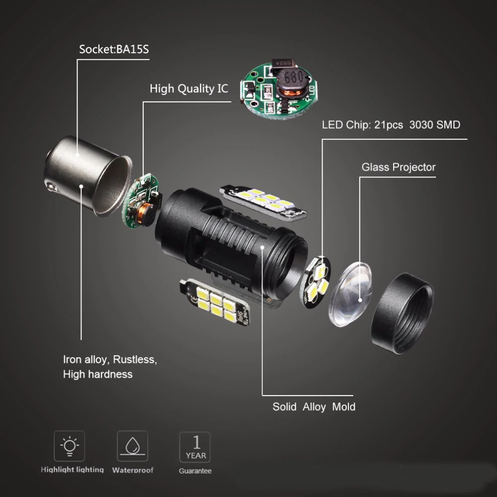 Ownsun 2 шт. безотказный светодиодный задний фонарь 1156 задний фонарь подходит для Ford S-max