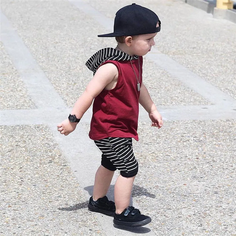 The new fashion cute design Toddler Kids Baby Boy Hooded Vest Tops+Shorts Pants 2pcs Outfits Clothes Set #4A08 (15)