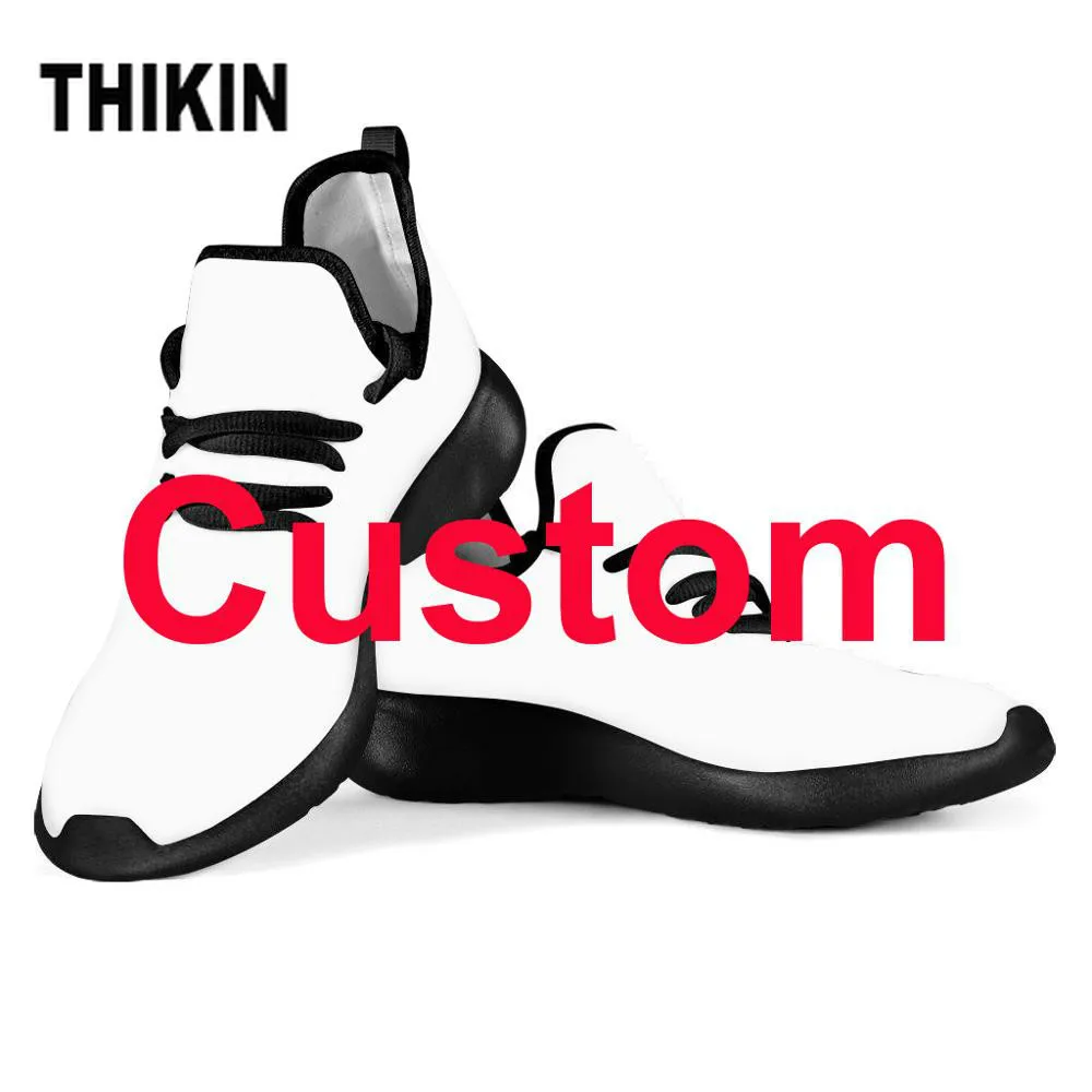 

THIKIN Custom Your Own Image/Picture/Text/Logo/Name Printing Women Men Running Shoes Breathable Light Flying Woven Shoes