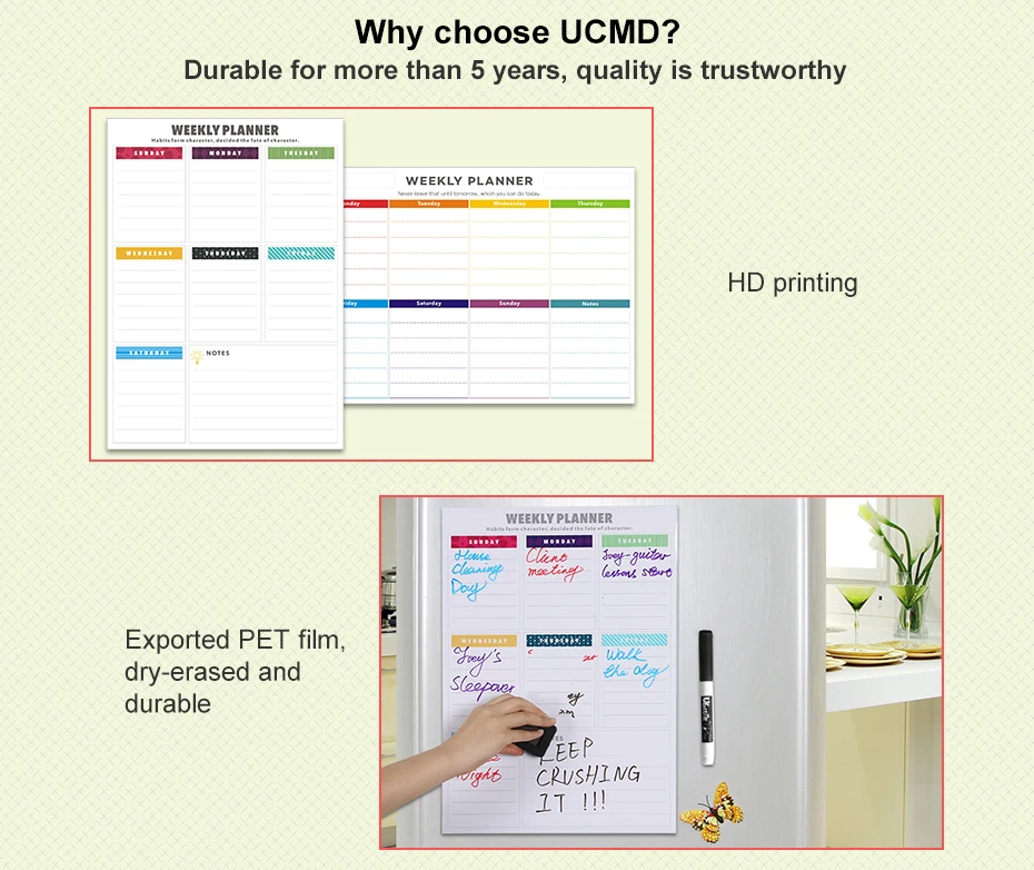 06 Fridge Magnets Magnetic Calendar Removable Weekly Planner Dry Erase Drawing Monthly Planner Board Fridge Schedule Magnet Sticker