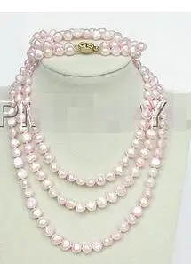 

Free Shipping >> set 49" 9mm baroque soft pink pearls necklace bracelet E1425