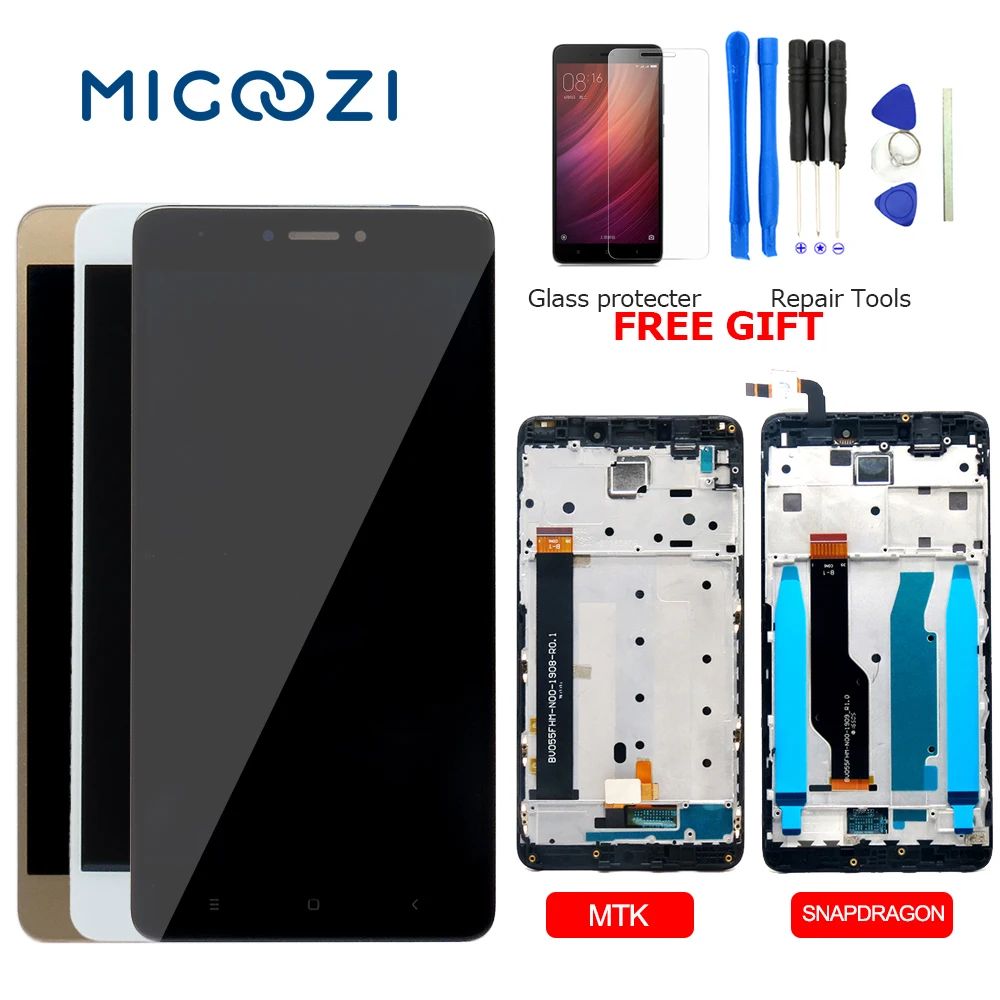 Goedkoop Voor Xiaomi Redmi Note 4 Lcd Touch Screen Digitizer Vergadering voor Xiaomi Redmi Note 4X Display LCD Frame Vervanging onderdelen