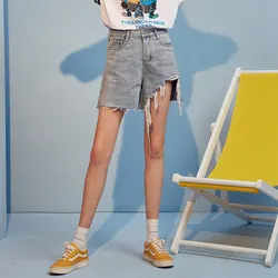 Unifree verão moda novo estilo simples irregular pernas largas moídas shorts femininos