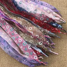 Дизайн мода 2.5 см Широкий Цветочный принт шнурки шифон 100 см шнурки ребенок взрослый Спортивная обувь шнурки одна пара