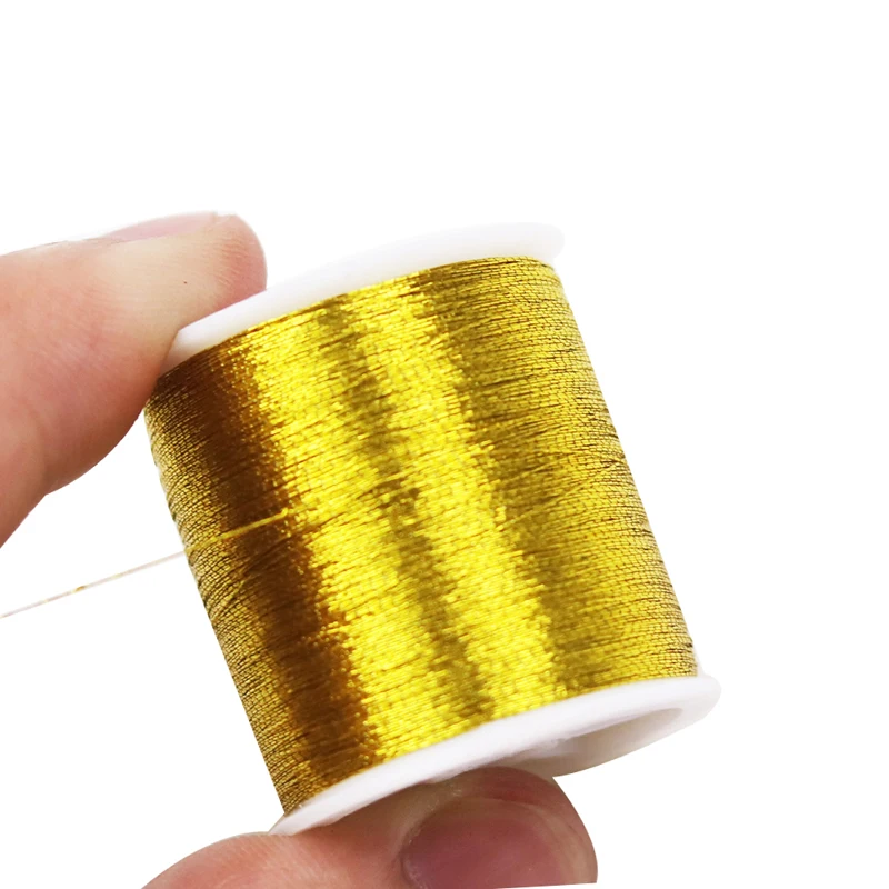 100 м золото/серебро металлическая нить прочное оверлочное шитье МАШИНА нитки крестиком сильные нити для швейных принадлежностей