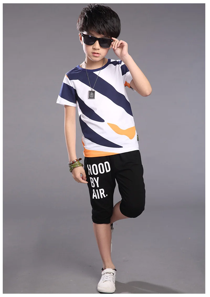 2019 summer children sets for boys clothing boy suit kids sports clothes teenage children short sleeves + pant children clothes (3)