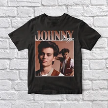 Jonny Depp 90s Винтаж унисекс черная футболка мужская футболка