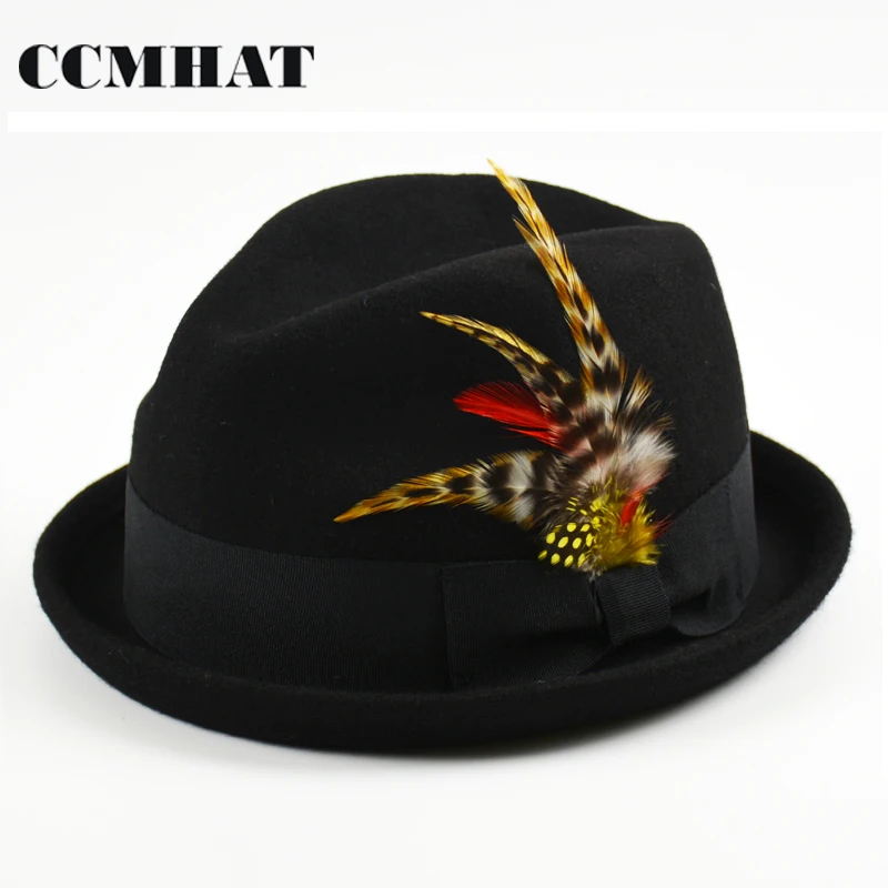 100 Wool Fashion Women Felt Hat Black Soft Adult Solid Fedoras Winter