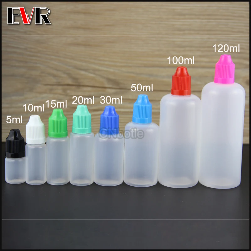 

50pcs/Lot Vape E-juice E-liquid E-cig Plastic Bottle 5ml 10ml 15ml 20ml 30ml 50ml 100ml 120ml PE Bottle With childproof cap