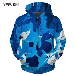 YFFUSHI 3D Panting печати для мужчин's куртки с капюшоном осень 2019 г. модные толстовки капюшоном на молнии куртка пальто мужчин Хип Хоп кофты