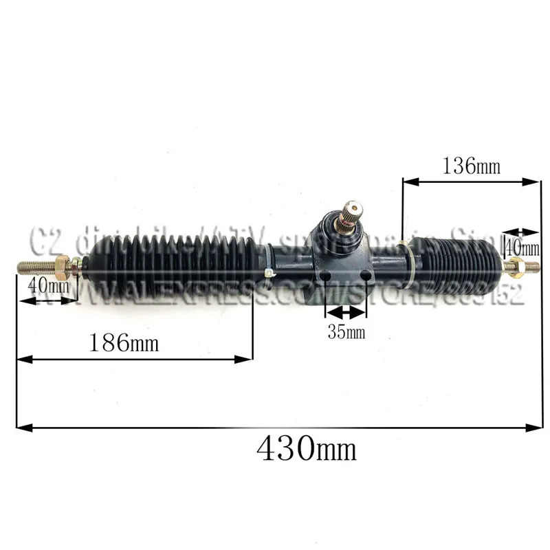 430 мм M10 полный стальной усилитель рулевого управления, зубчатая рейка в сборе, подходит для DIY, Китай, гольф, картинг, багги, картинг, ATV UTV, запчасти для велосипедов