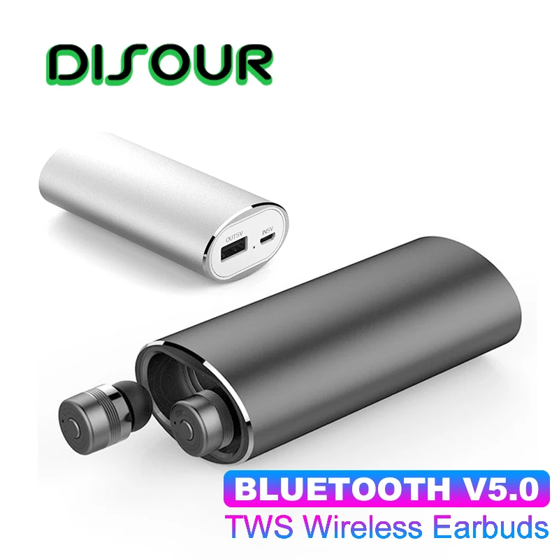 

DISOUR TWS Bluetooth Earbuds 5.0 Wireless in-ear Earphone with Charging Box Stereo Mini Portable For Iphone X Huawei P30 Samsung