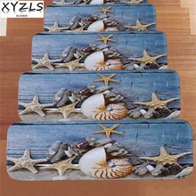 XYZLS 5 шт./компл. средиземноморской пляжной Starfish противоскольжения лестничные ковры лестницы коврики ШАГ Pad Кухня коврик дверь коврик 22*70 см