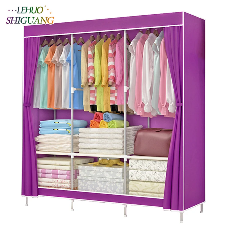 

Fashion Home Furniture bedroom Non-woven fabric wardrobe Steel frame reinforcement Standing Storage Organizer closet cabinet