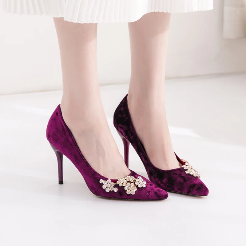 Брендовые женские туфли-лодочки; туфли на высоком каблуке; женские свадебные туфли с острым носком и цветочным узором; женская обувь на каблуке; сезон весна-осень; большие размеры