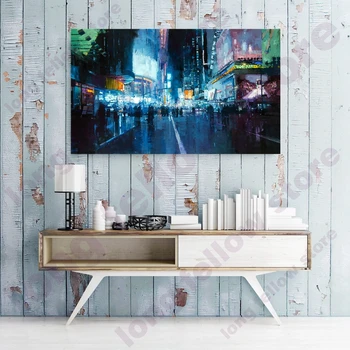 

Metropolis in the Rainy Day Abstract Landscape Canvas Painting for Family Room Garage Wall Decor City Poster Wall Art HD Printed