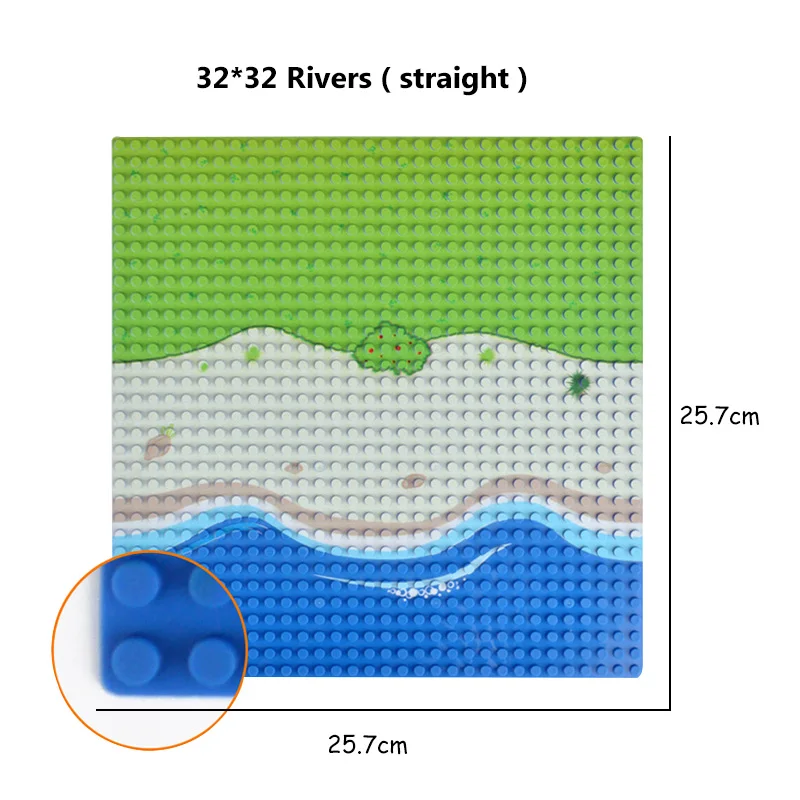 32*32 точки речная трава джунгли DIY дорога строительные блоки части пол остров сцена оазис опорная плита Наборы кубиков детские игрушки подарки - Цвет: 32x32 Rivers Straigh