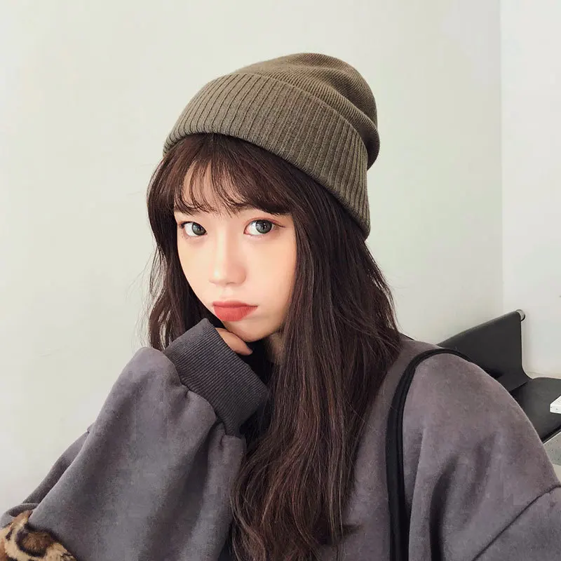 Женский вязаный бюстгальтер Skullies Beanies вязаная шапка из шерсти теплая зима