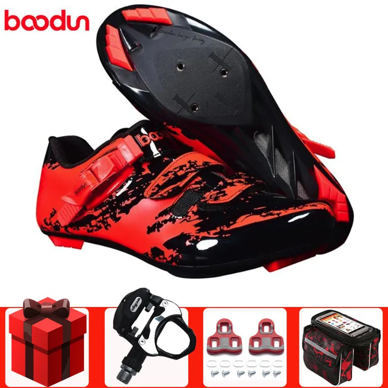 

BOODUN Road Cycling Shoes men add pedal set sapatilha ciclismo Self-locking Non-slip Bike Shoes Men Athletic Road Riding Shoes