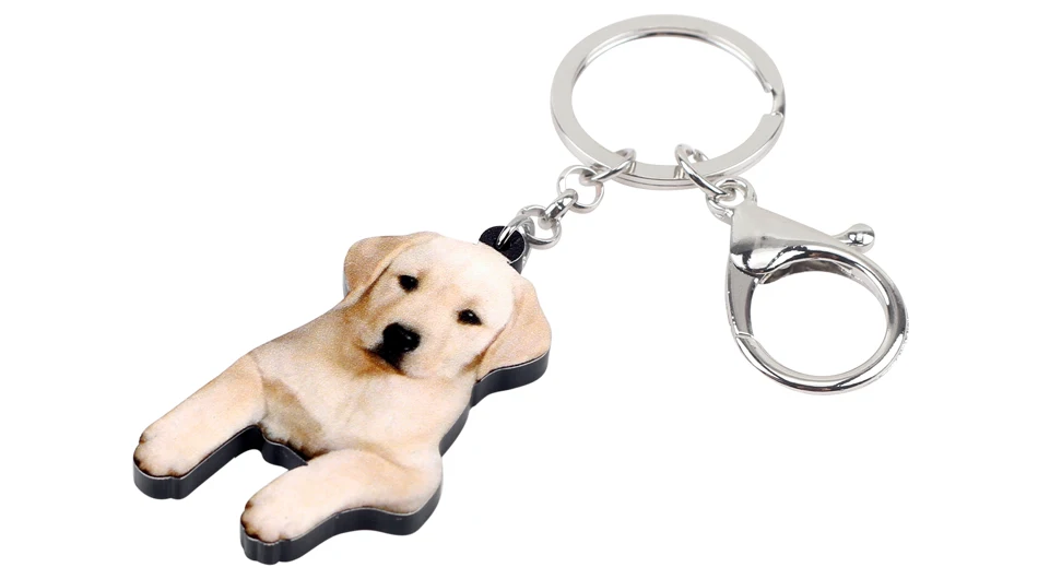 Bonsny Acrylic Cute Labrador Dog Key Chains Keychain Holder Animal Jewelry For Women Girls Pet Lovers Gift Bag Car Wallet Charms