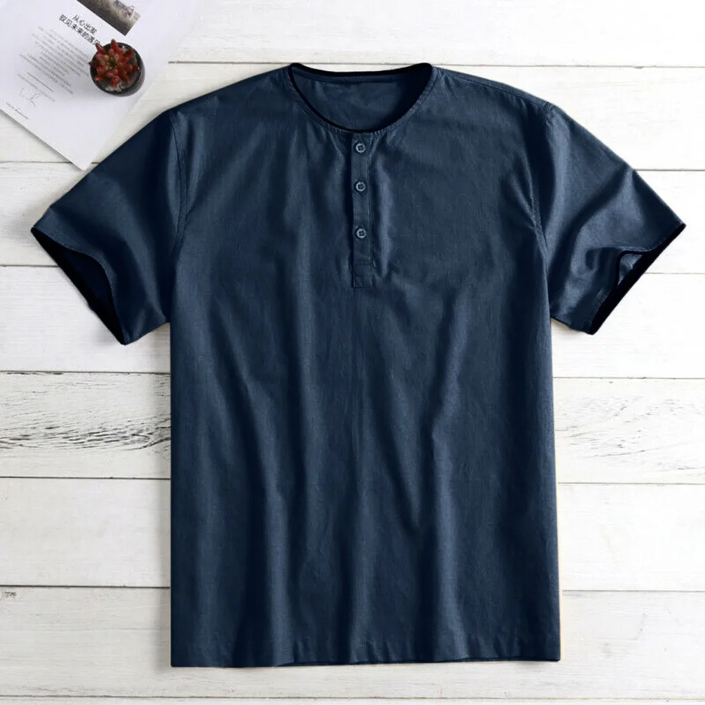 JAYCOSIN новые летние мужские рубашки модные мешковатые однотонное хлопковое белье короткий рукав кнопка Плюс Размер Топы Блузка уличная 9712