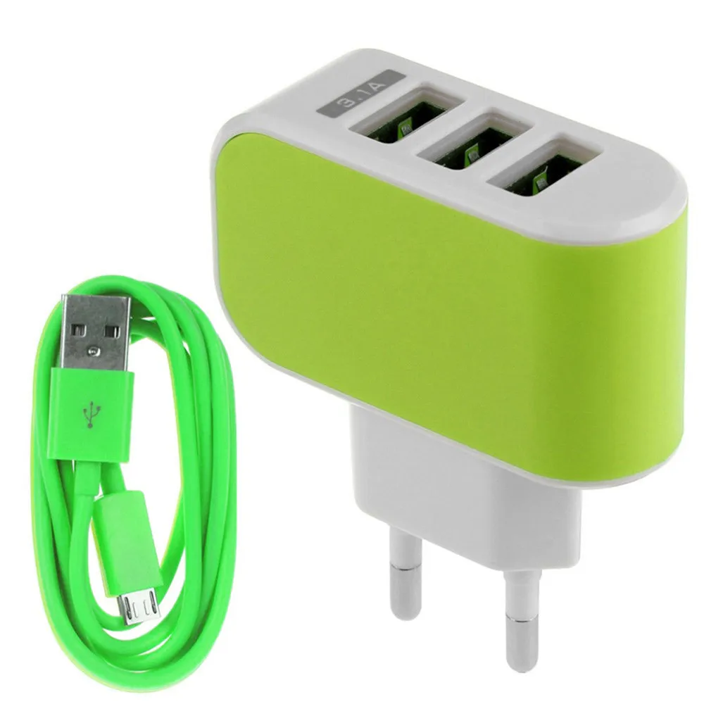 Зарядный адаптер EPULA 3.1A с тройным USB портом настенное зарядное устройство для