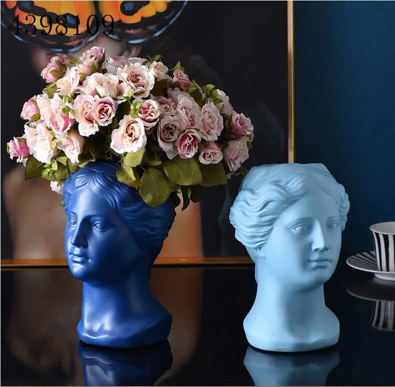 

Nordic resin vase creative face art vase decoration home decoration crafts tabletop vase simple dried flower decorative vase