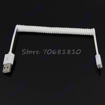 

New A To B Micro Sync Data Charger Adapter Cable White Spiral Coiled USB Type Drop Shipping
