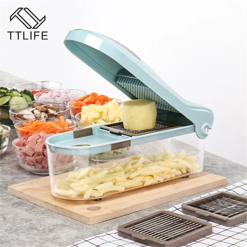 

TTLIFE Multi-Function Vegetable Slicer Fruit Cutter Manual Presser Healthy Protective Potato Onion Garlic Dicer Kitchen Gadgets