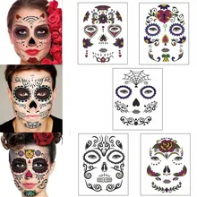halloween temporary face art waterproof mask sugar skull tattoo beauty sticker 94china