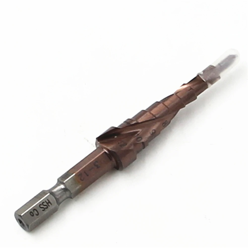 New M35 HSS CO Step Drill Bits 3 12mm metalworking Spiral groove 1/4