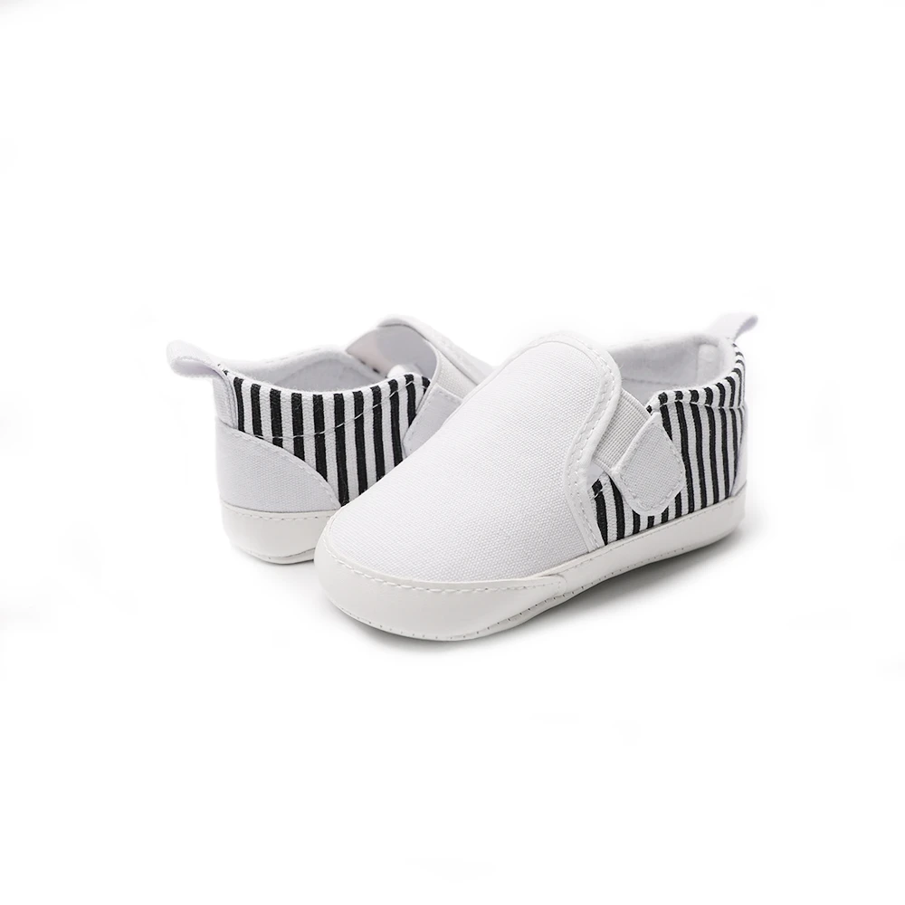 Обувь для маленьких мальчиков и девочек, модная парусиновая мягкая удобная обувь для детей 6-12 месяцев, Очаровательная нескользящая обувь для новорожденных - Цвет: Белый