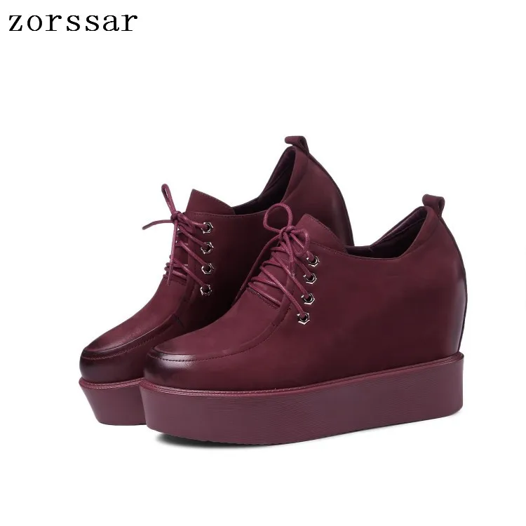 

Zorssar 2019 Autumn women flats female leather suede platform sneakers shoes women lace up casual flat creepers moccasins shoes