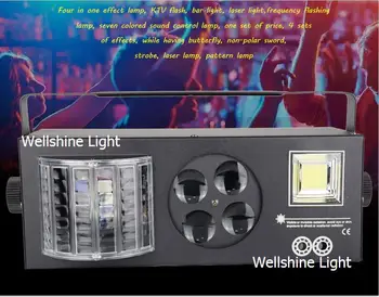 

New arrival 4 in 1 Laser flash Gobo Strobe butterfly derby LED Stage Effect light